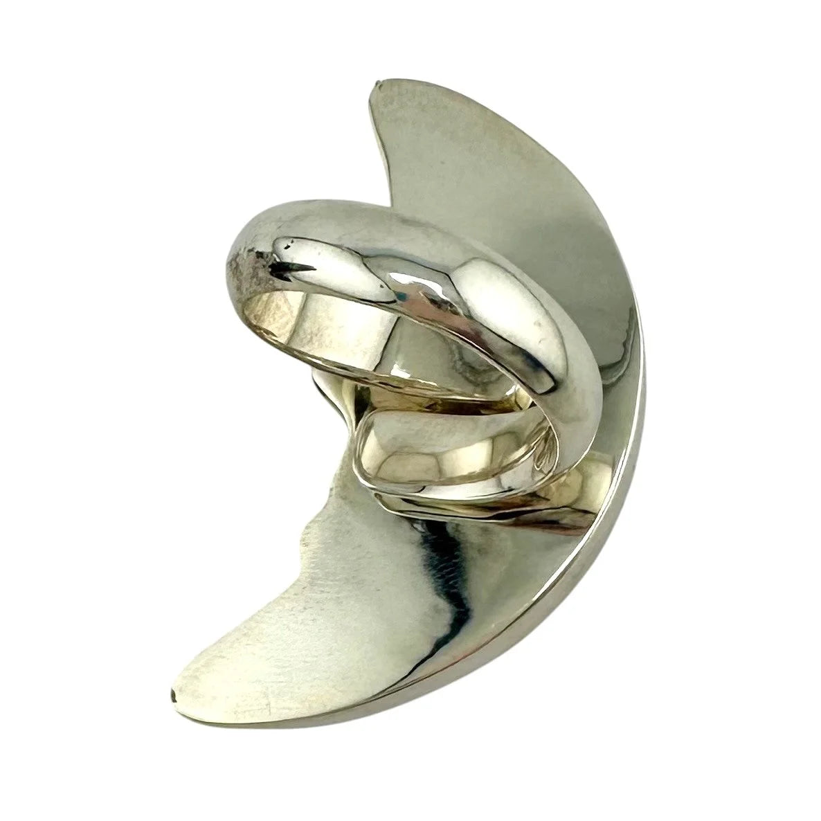 Carved Lapis Lazuli Crescent Moon Ring in Sterling Silver