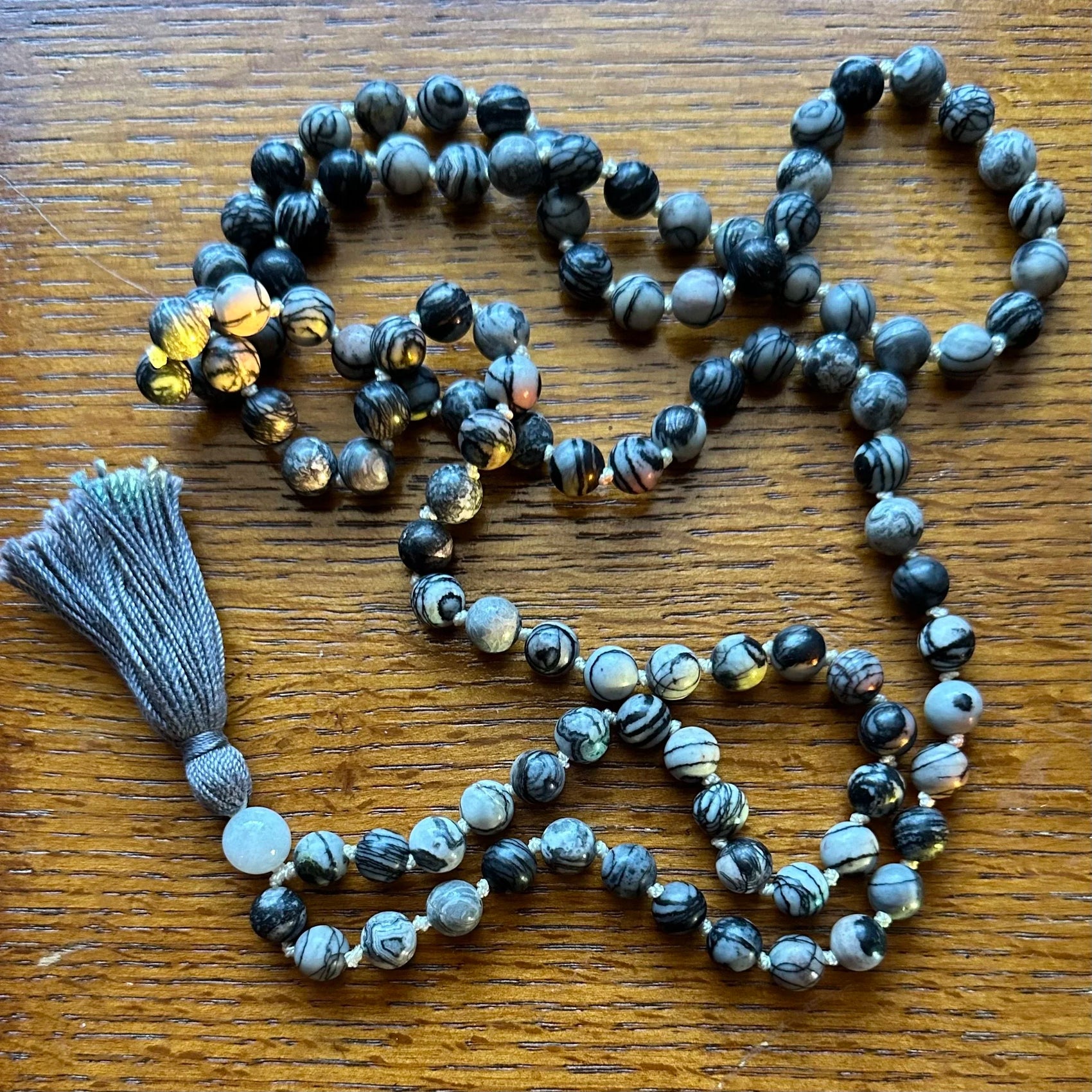 ZEBRA JASPER HAND KNOTTED MALA