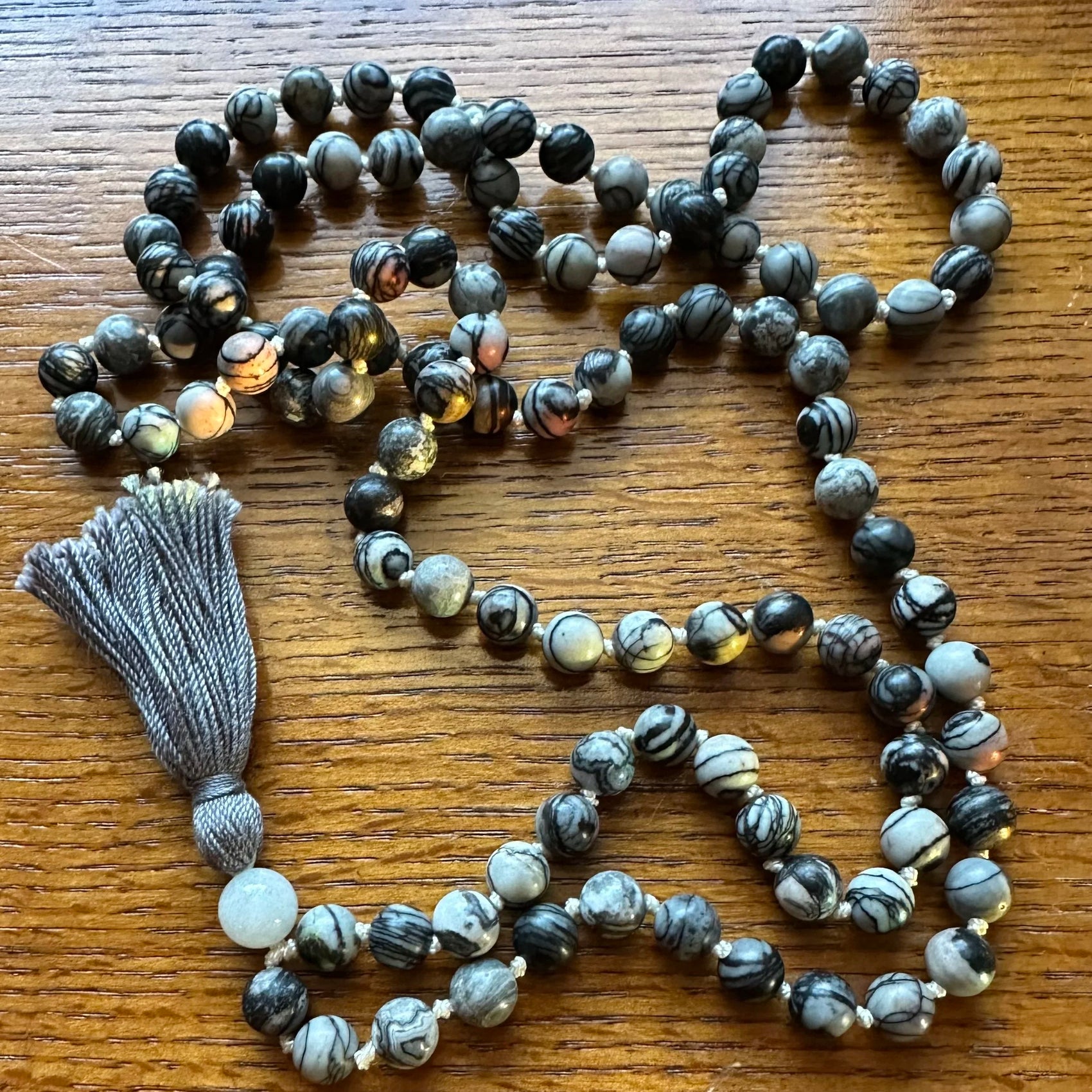 ZEBRA JASPER HAND KNOTTED MALA