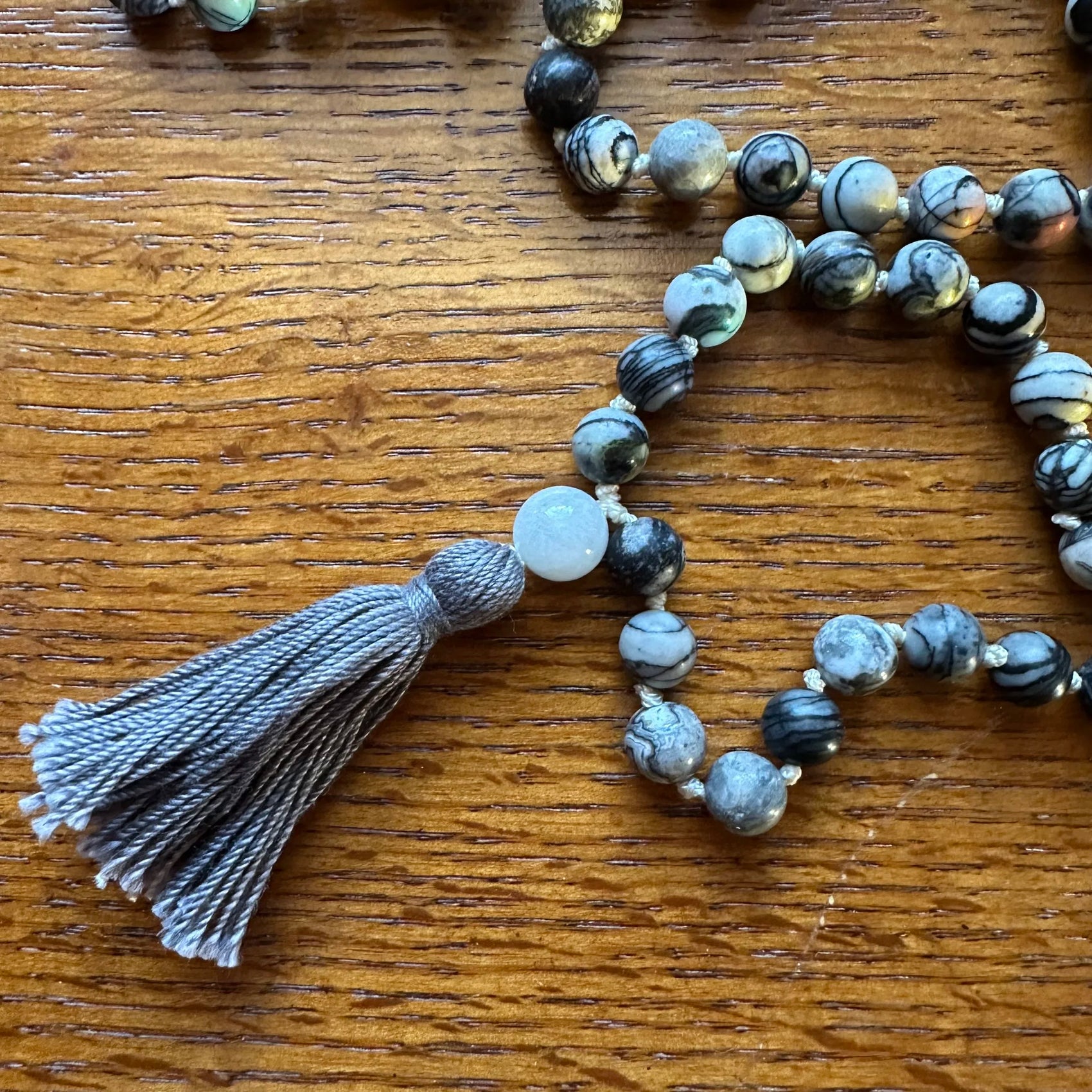 ZEBRA JASPER HAND KNOTTED MALA