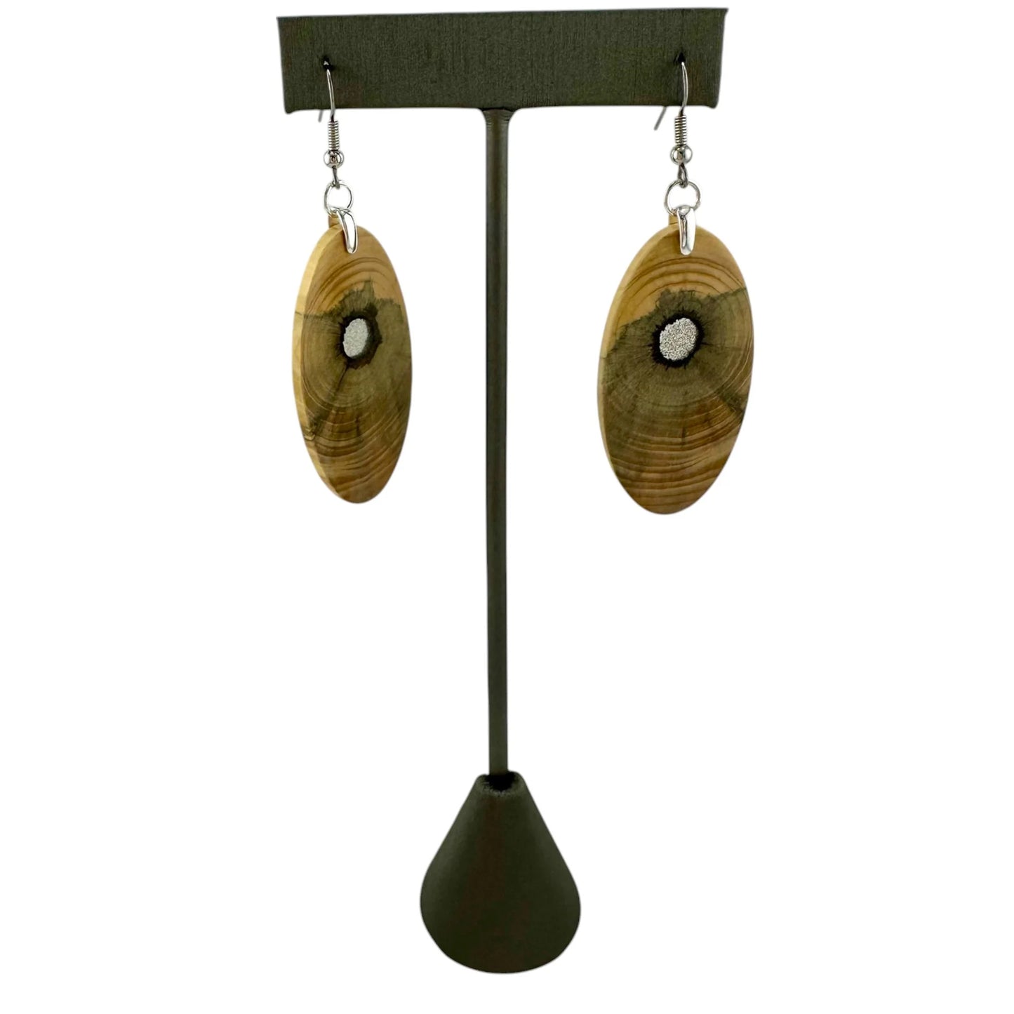 Monkey Pod Wood & Resin Earrings