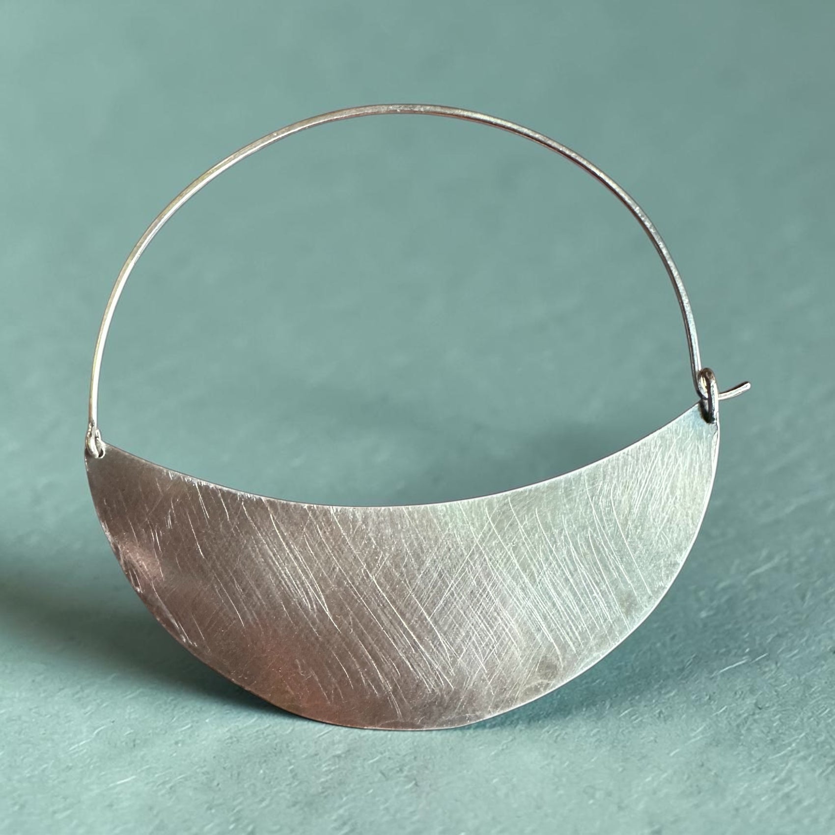 Crescent Moon Large Hoops in Antique Sterling Silver