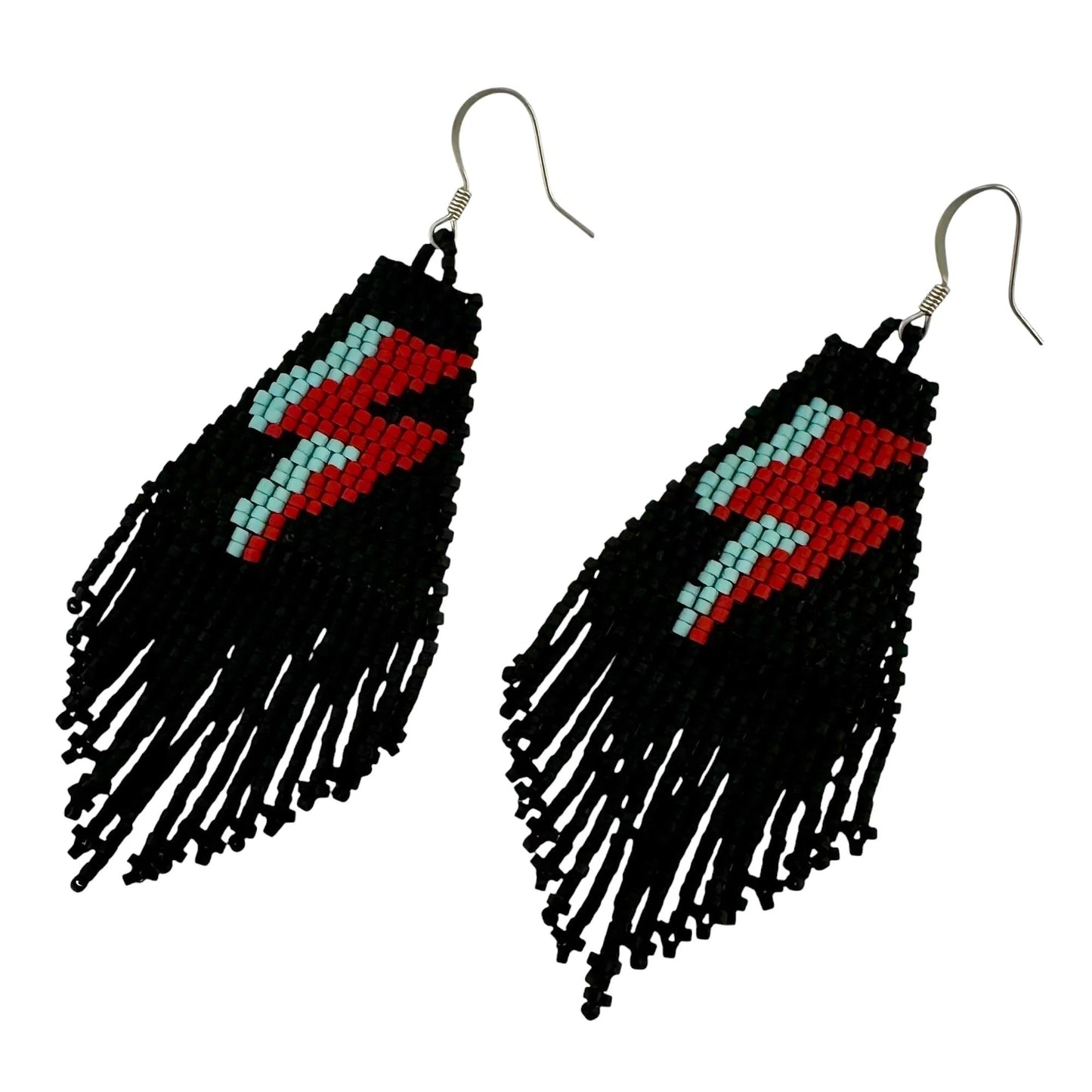 Bowie Lightning Bolt Beaded Earrings in Midnight | Vajra Exclusive