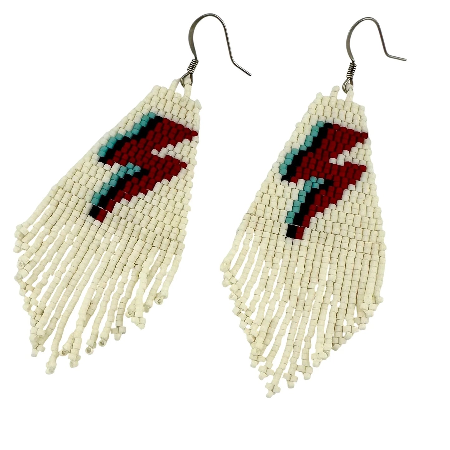 Bowie Lightning Bolt Beaded Earrings in White Vajra Exclusive