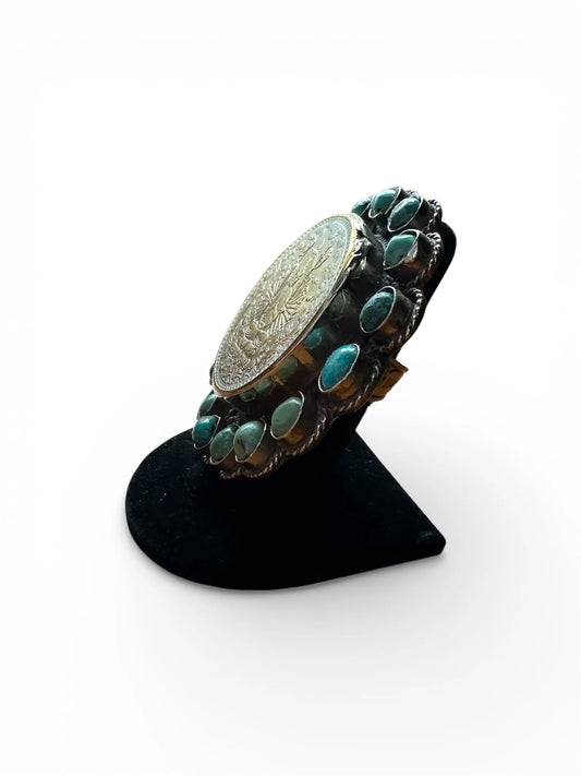 Buddha Coin & Turquoise Ring