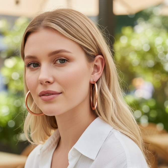 Handmade Copper Hoop Earrings – Classic Solid Copper Two Inch