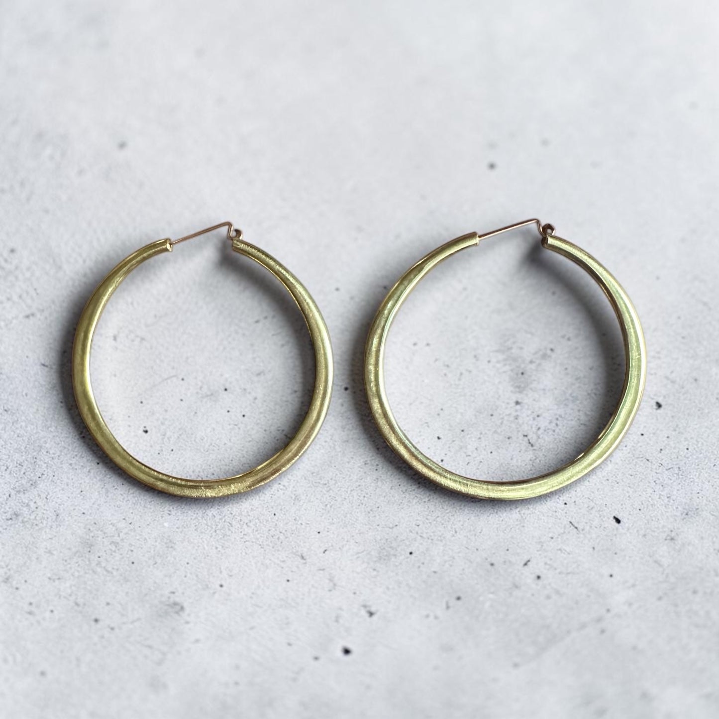 Handmade Solid Brass Hoop Earrings – 2" Classic Round