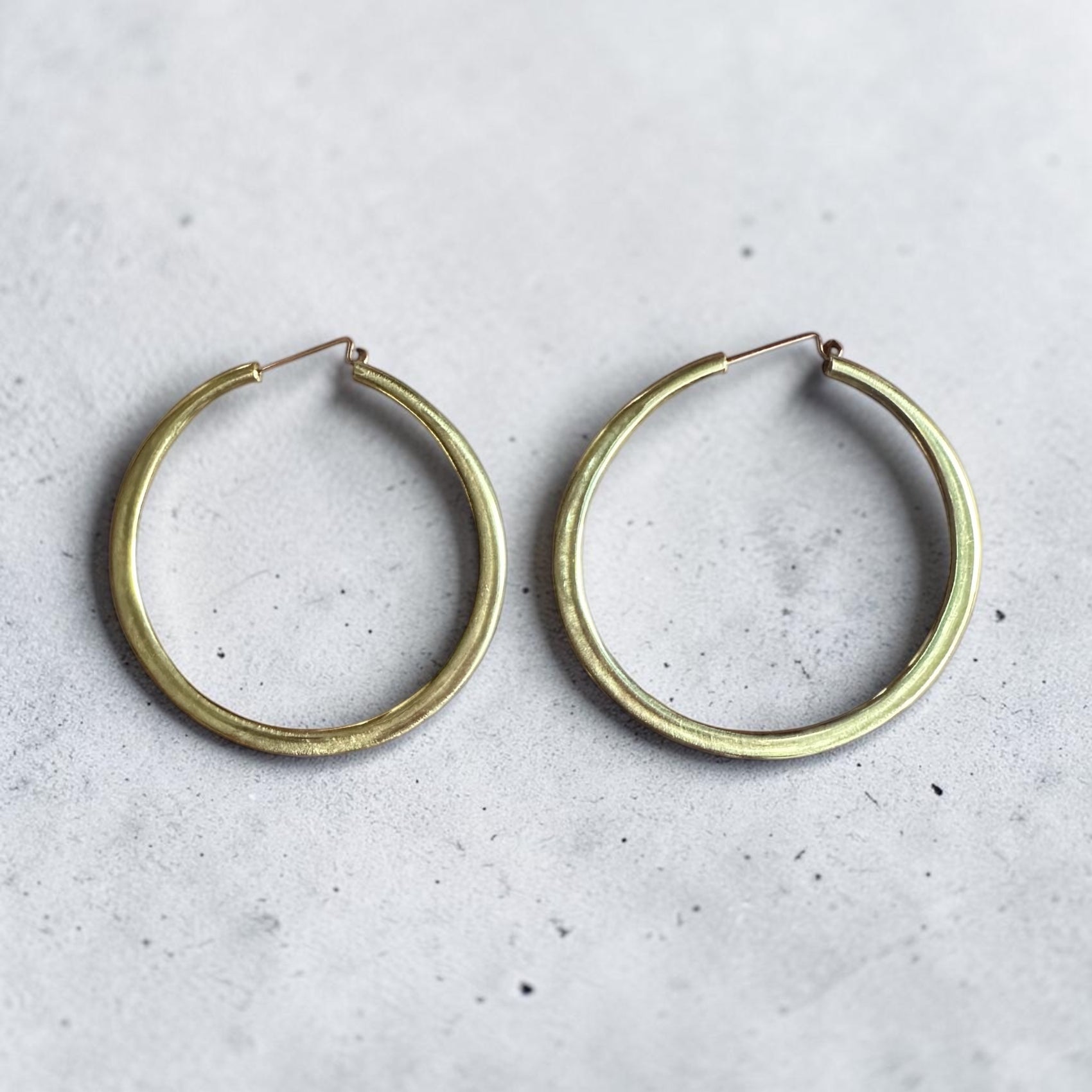 Handmade Solid Brass Hoop Earrings – 3" Statement Round