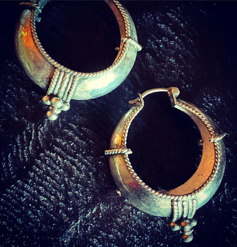 Nepalese Sterling Silver Hoop Earrings