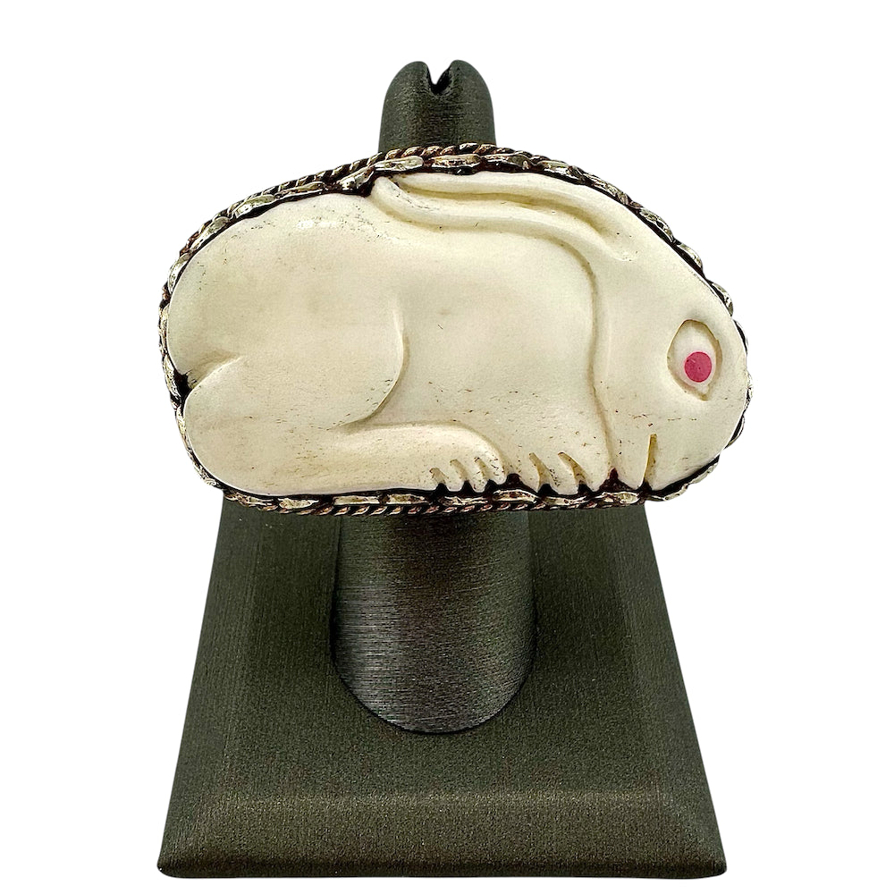 Tibetan White Rabbit Ring