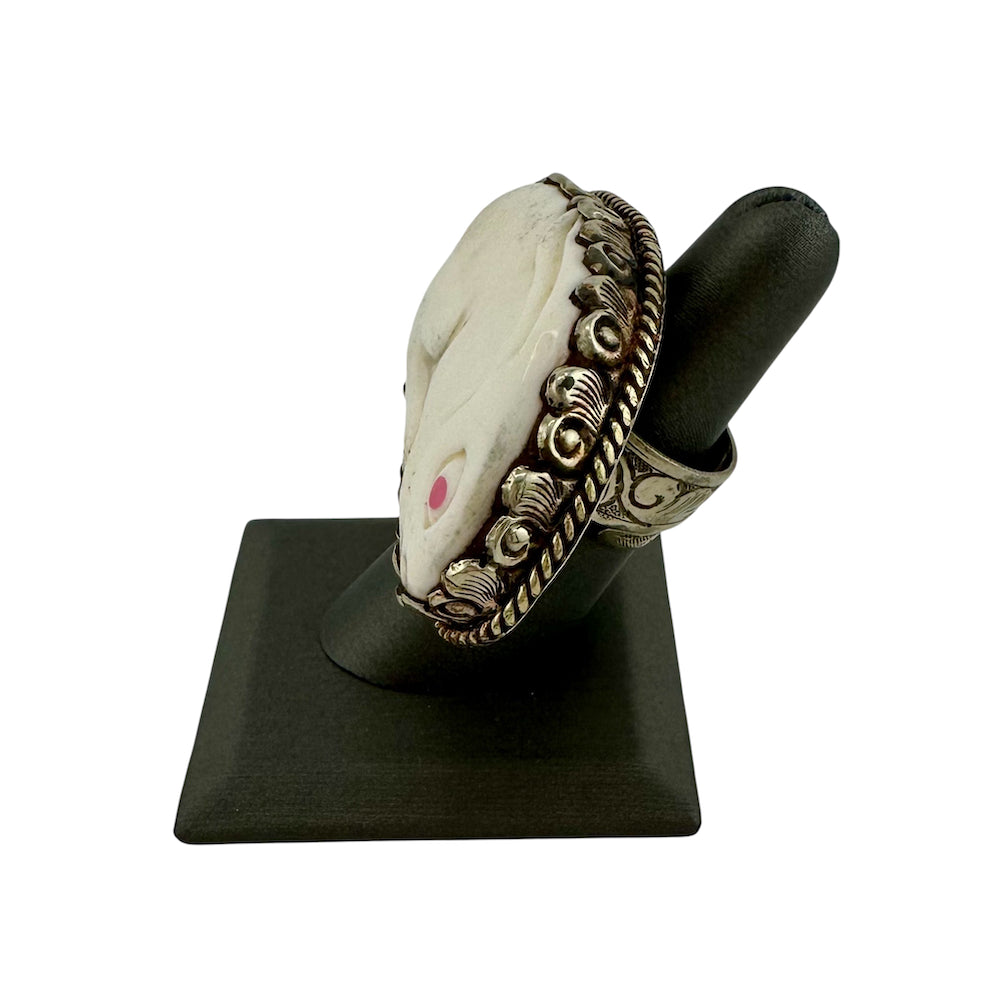 Tibetan White Rabbit Ring