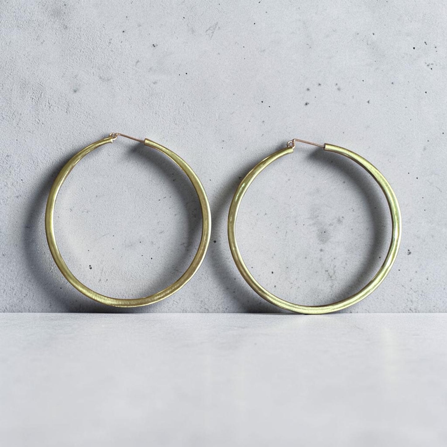 Handmade Solid Brass Hoop Earrings – 3" Statement Round