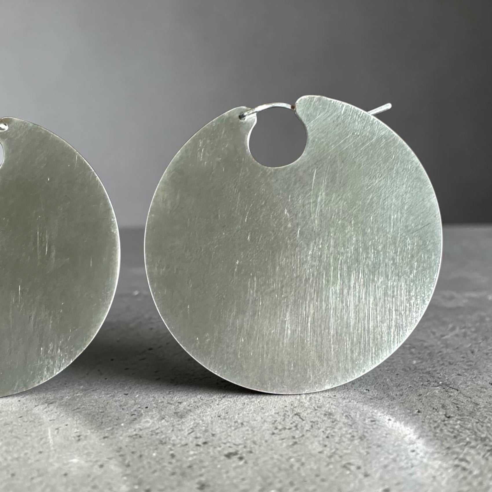 Silver Full Moon Hoops