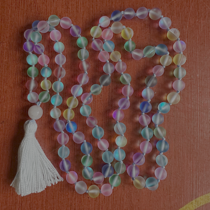 Party Opalite Hand Knotted 108 Bead Vajra Mala