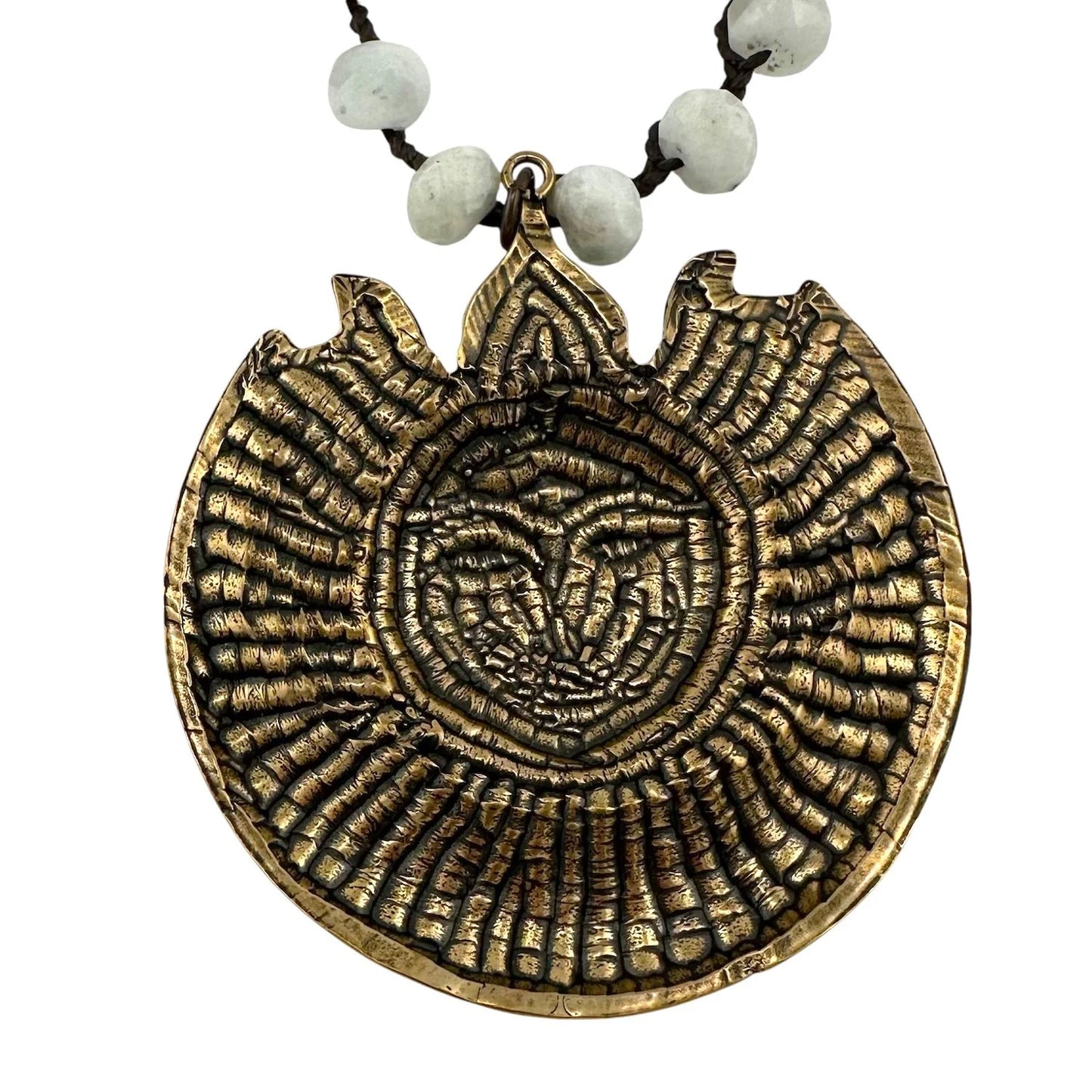 Celestial Sun and Moon on Moonstone Beaded Necklace