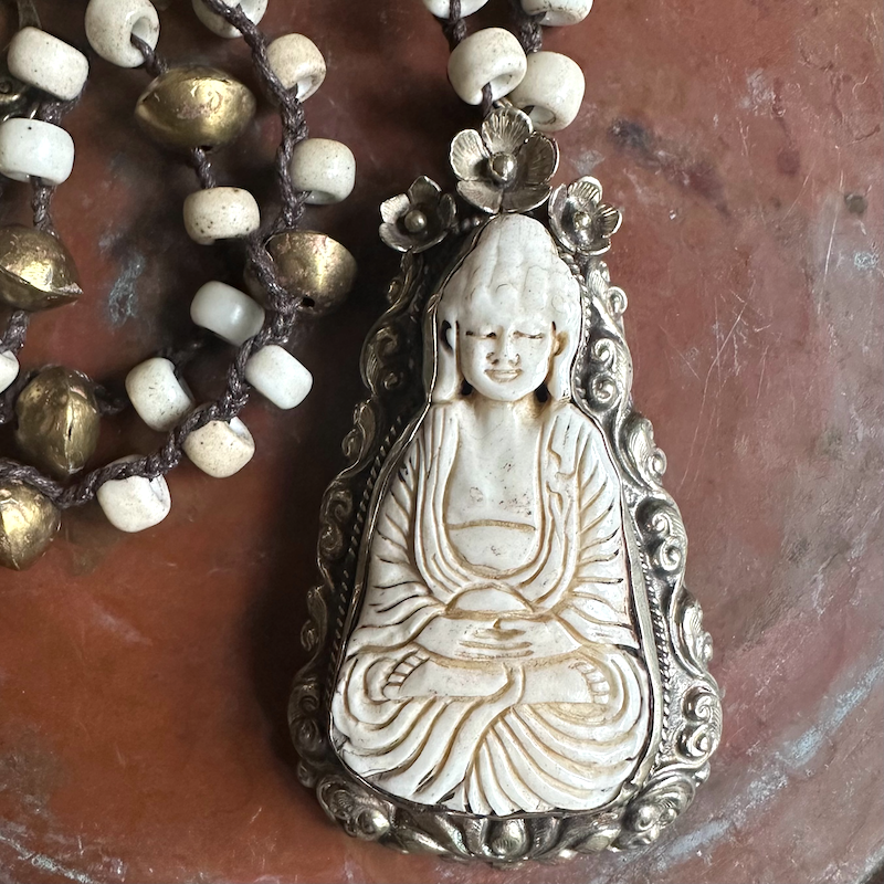 Meditating Buddha Tibetan Silver Necklace