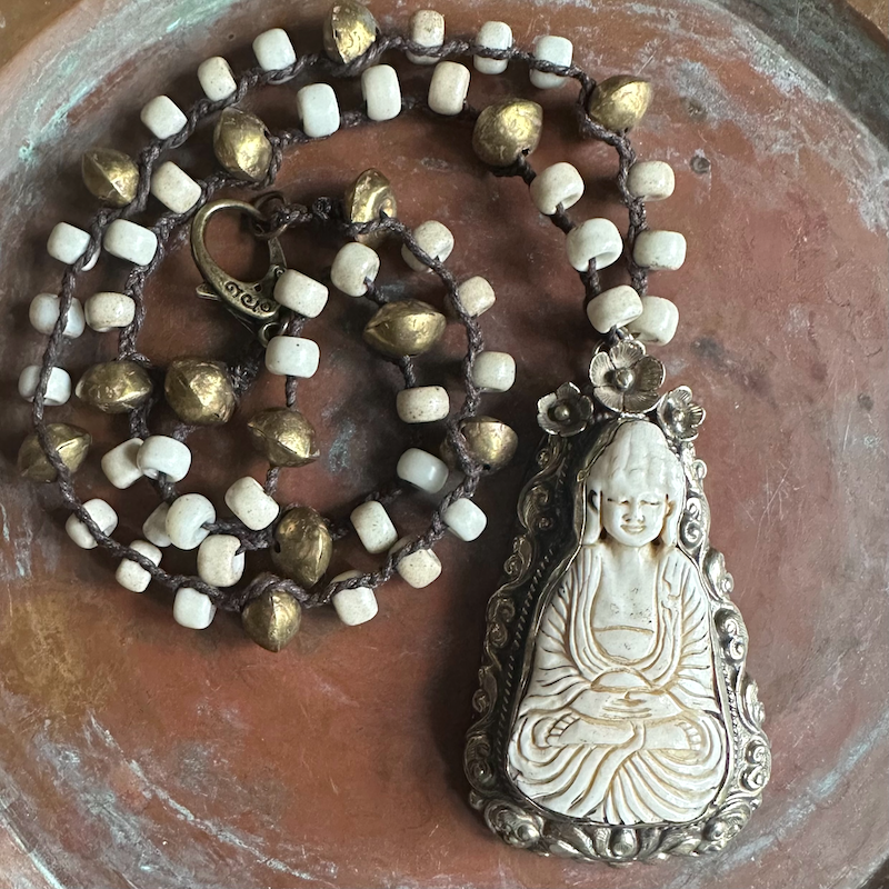 Meditating Buddha Tibetan Silver Necklace
