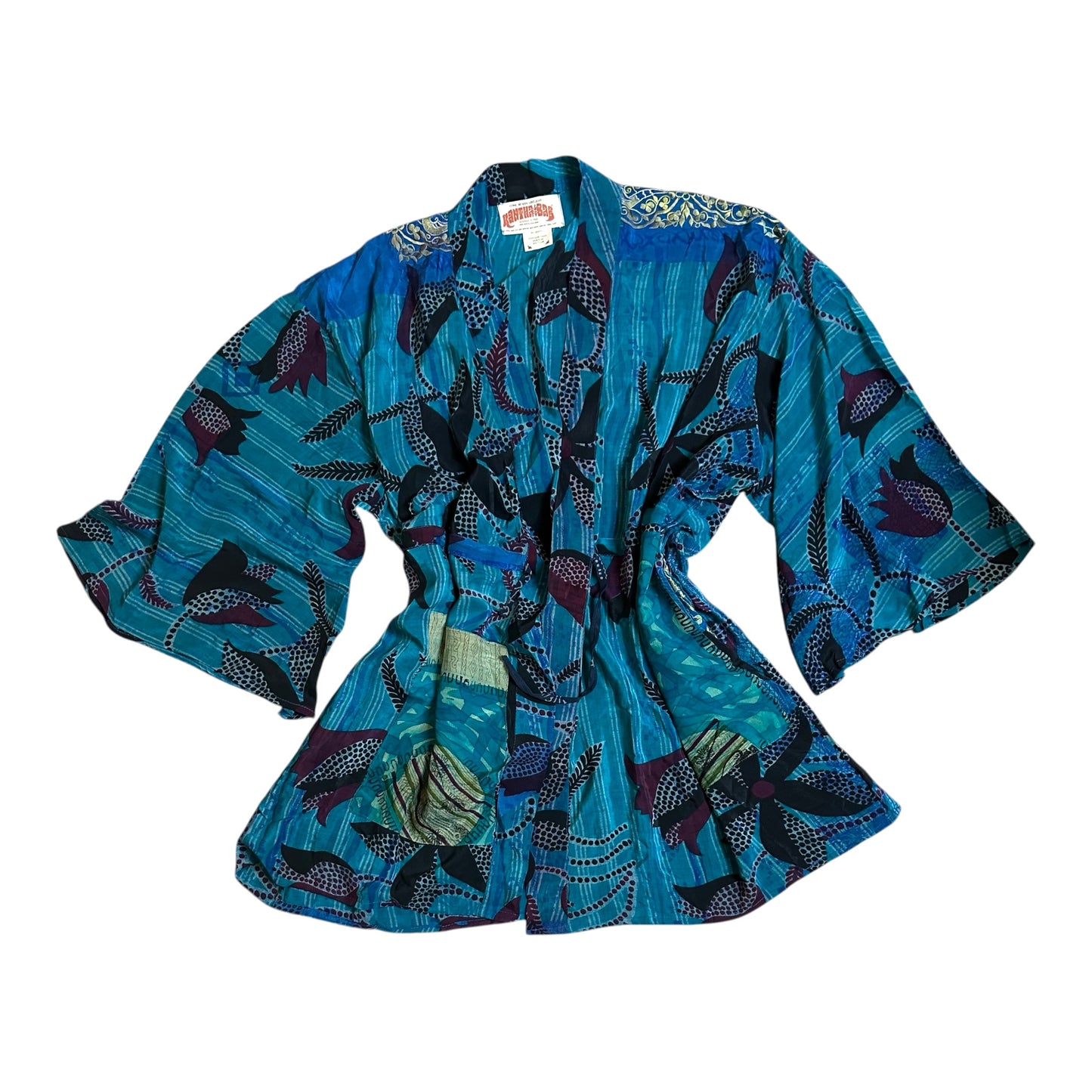 Sari Silk Kimono – Black Tulip Bell Sleeve by Kantha Bae