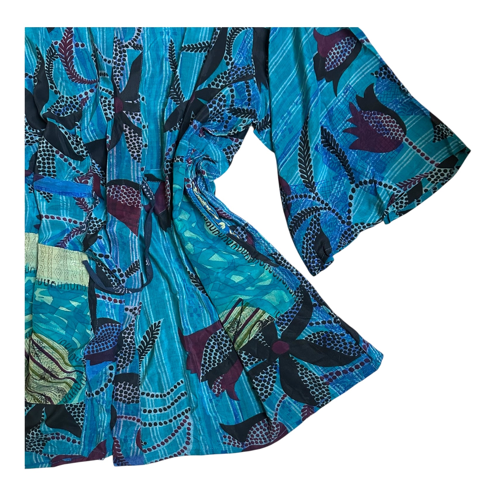 Sari Silk Kimono – Black Tulip Bell Sleeve by Kantha Bae