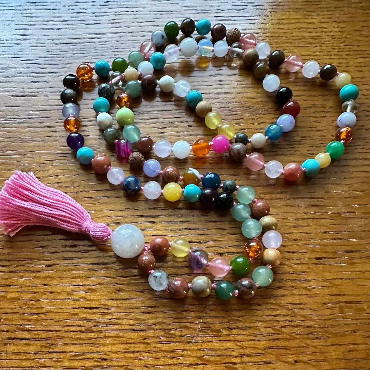 VAJRA MULTI STONE HAND KNOTTED 108 BEAD MALA