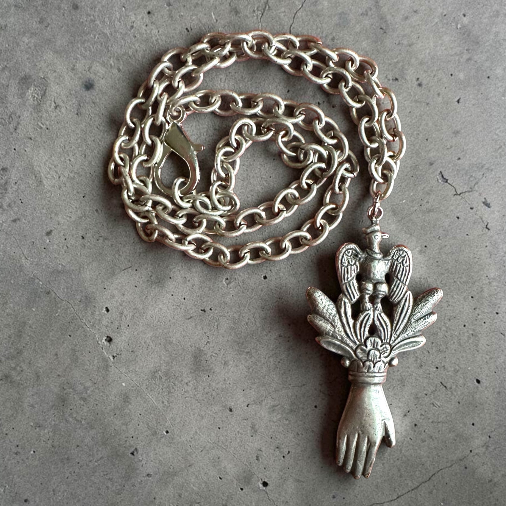 Liberty Hand Necklace – Sterling Silver over Bronze | Frida Chic