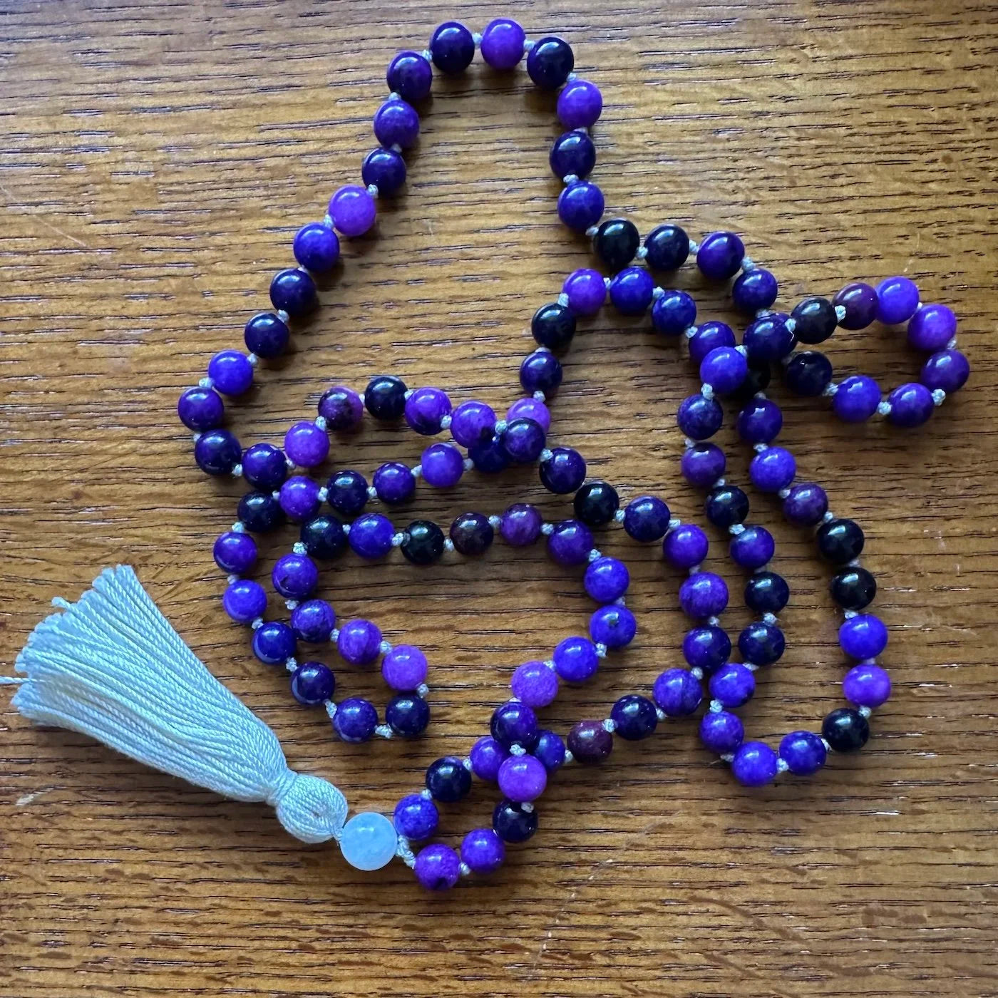 Purple Agate Hand Knotted 108 Bead Mala