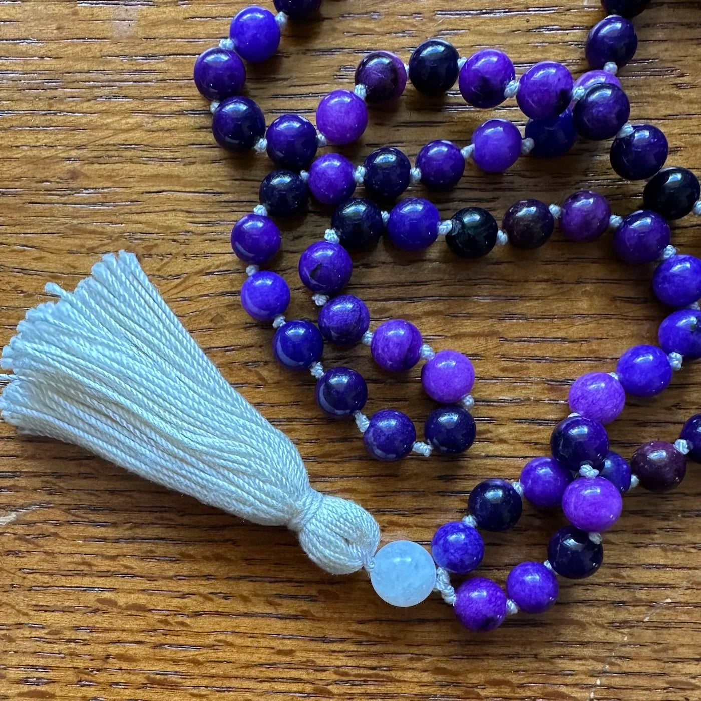 Purple Agate Hand Knotted 108 Bead Mala