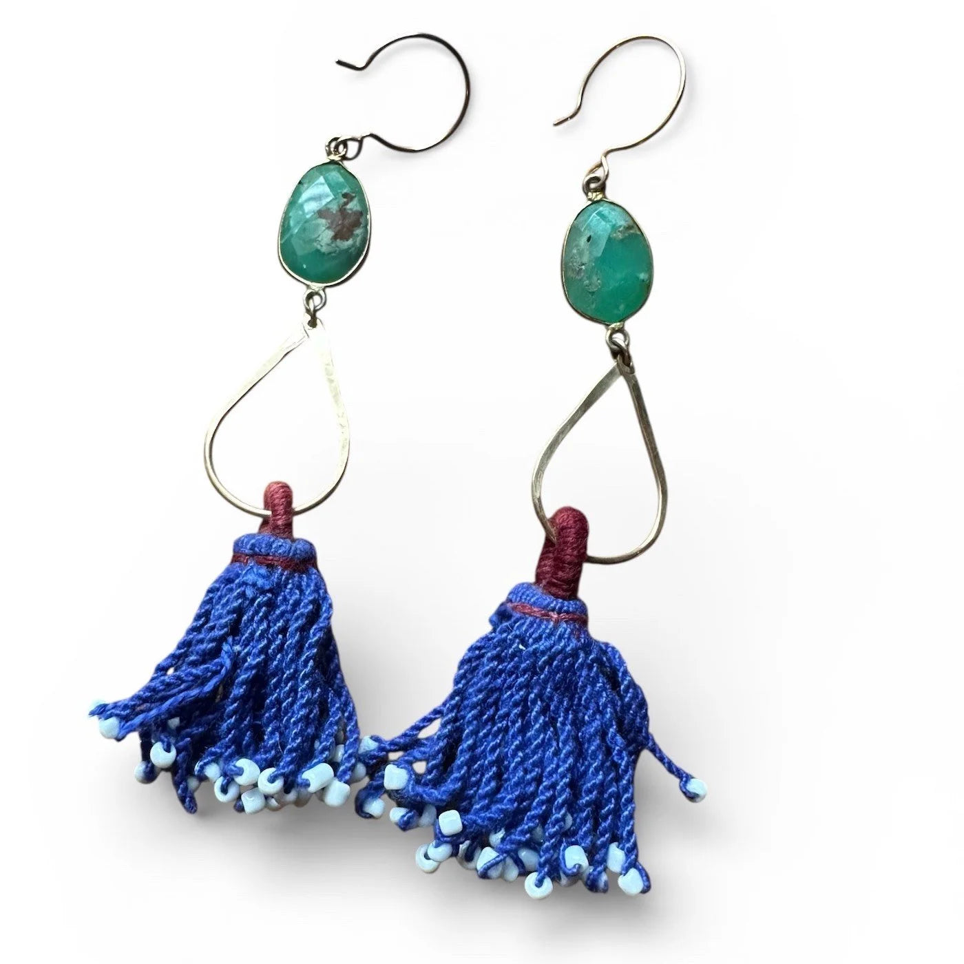 Green Turquoise Vintage Tassel Earrings