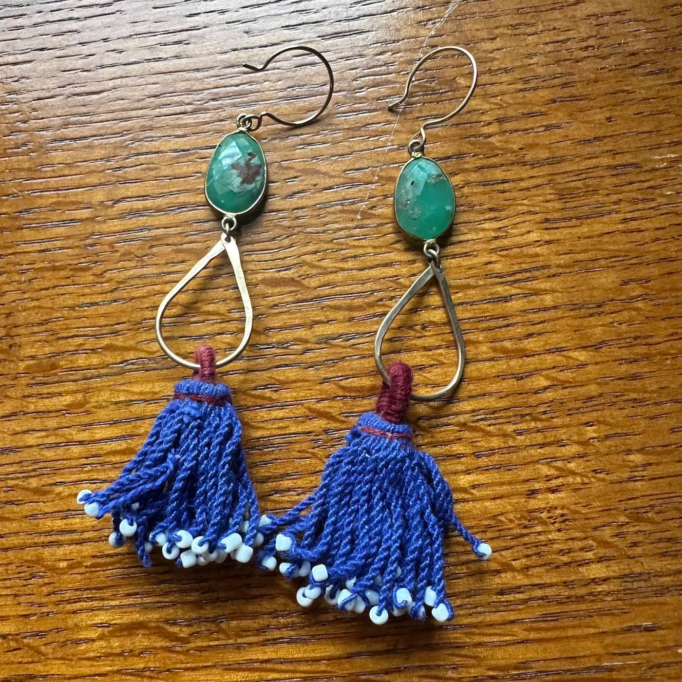 Green Turquoise Vintage Tassel Earrings